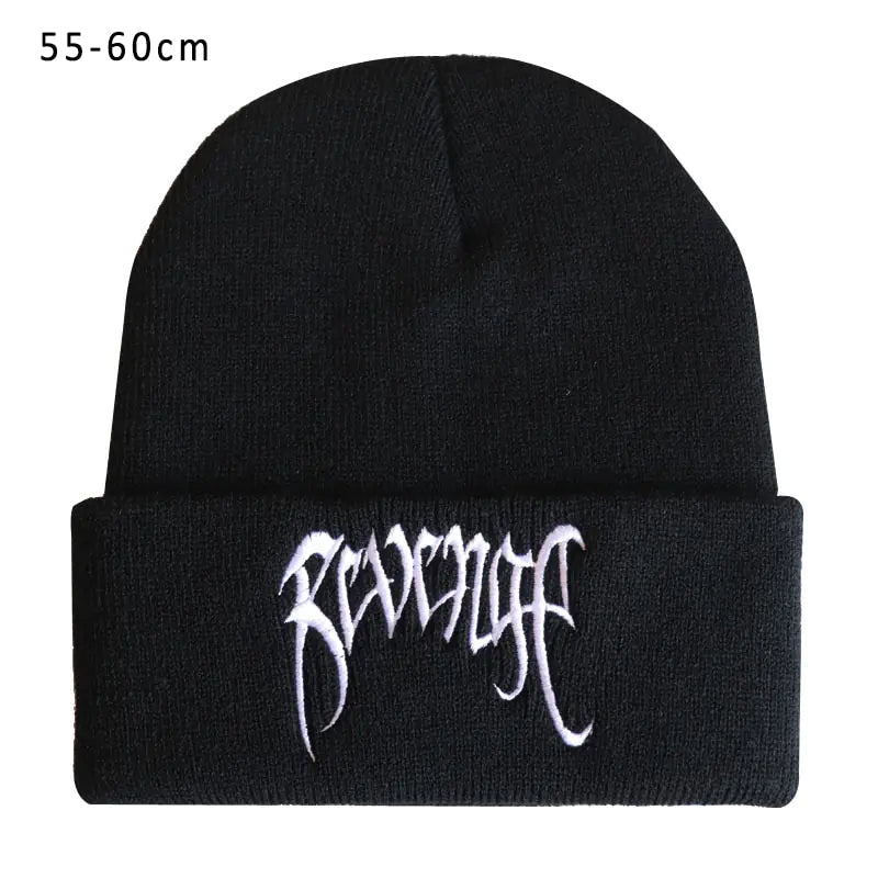 Autumn Winter Black Knitted Embroidery Hats - powell enterprise