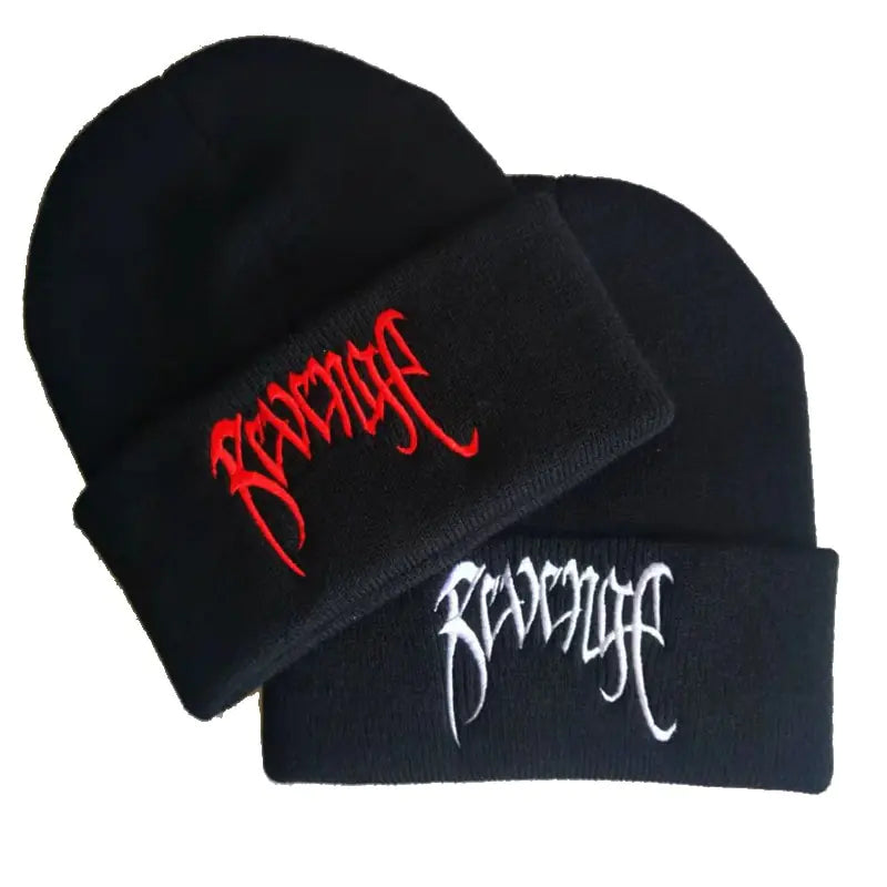 Autumn Winter Black Knitted Embroidery Hats - powell enterprise